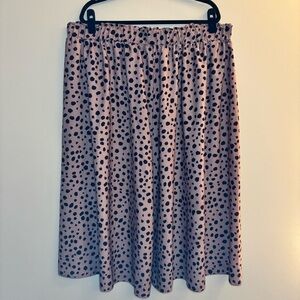 Women's Flared Midi Pleated Skirt with Polka Dots Size 3XL